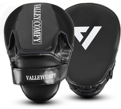 Valleycomfy Guantes de boxeo curvados para boxeo, almohadillas de boxeo de cuero para hombres, ideales para entrenamiento de boxeo, muay thai, kickboxing, artes marciales, color blanco
