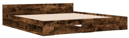 vidaXL Bettgestell, Bett mit Schubladen für Schlafzimmer, Bettrahmen mit Lattenrost, Schlafzimmerbett Doppelbett, Räuchereiche 200x200cm Holzwerkstoff