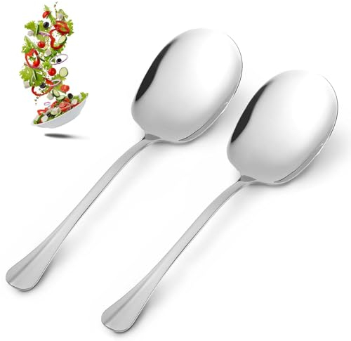 2 Stück Servierlöffel, 25 cm Servierlöffel Groß, Vorlegelöffel,Servierlöffel Edelstahl mit Langen Griffen, Salatlöffel Großer Löffel EsslöFfel für Bankett Buffet Restaurant, Vorlegebesteck