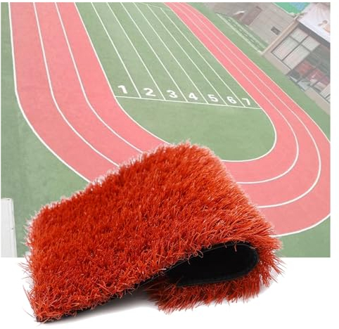 Kunstrasen, hochdichter Terrassen-Grasteppich, mit Drainage, Kunstrasen, atmungsaktive, UV-beständige, weiche Grasrolle für Gartenhaustiere (Farbe: Rot – 0,1 Fuß, Größe: 4,2 x 26,2 Fuß)