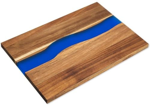 AMULONG Taglieri Cucina Professionali Tagliere in Legno di Acacia con Resina Epossidica per Cucina, Tagliere per Salumi, Pala in Legno, Tagliere Reversibile Utensili da Cucina Verdura