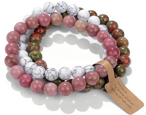 SAIBANGZI Edelstein Naturstein Armband 8MM Perlenarmband Heilsteine Armband Schmuck Geschenk für Damen oder Herren An Geburtstag,für Mama Geschenk Muttertag