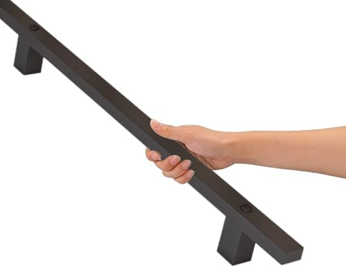 MarxaN Main Courante Noire Moderne pour escaliers, Rampe d'escalier pour intérieur et extérieur, Rampe d'escalier Murale avec Supports, Fer forgé en métal Noir(30cm)