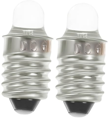 ORFOFE 2pcs Screw Base Led Mini Light Bulbs for Flashlights 6v Miniature Replacement Bulbs for Handheld and Small Led Lamps
