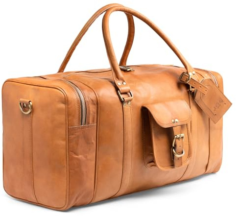 SID & VAIN Weekender Landon aus Vintage Leder I Sporttasche groß Herren 60 cm I Reisetasche Handgepäck braun handgefertigt