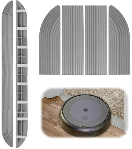 Threshold Ramp Mat Door Sill, Universal Sweeper Door Sill, TPE Step Ramp Climbing Mat Kit, Doorway Robot Vacuum Cleaner Threshold, Steps Stairs Doorways Curbs for Xiaomi for NARWAL(Gray)