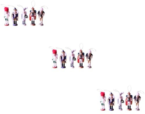 Cabilock 3 Ensembles Lot De 3 Pendentifs en Noyer pour Décoration De Noël Boîtes De Casse-Noisettes Sapin De Noël en Feutre pour Mur Guirlandes De Noël GNOME Animé 5 pièces * 3