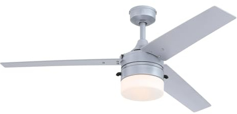 Westinghouse Lighting 7316540, 132 cm Deckenventilator Riverton modernem Silber für den Innen- und Außenbereich, Leuchte mit Opalmilchglas