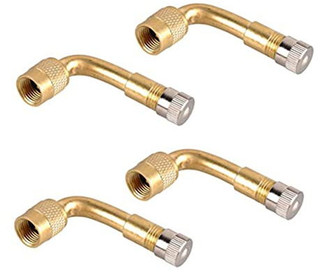 OSOLADY 4piezas Adaptador De Extensión De Válvula De Metal Para Neumáticos De Coche Moto Scooter De Ángulo De Fácil Instalación y Color Amarillo