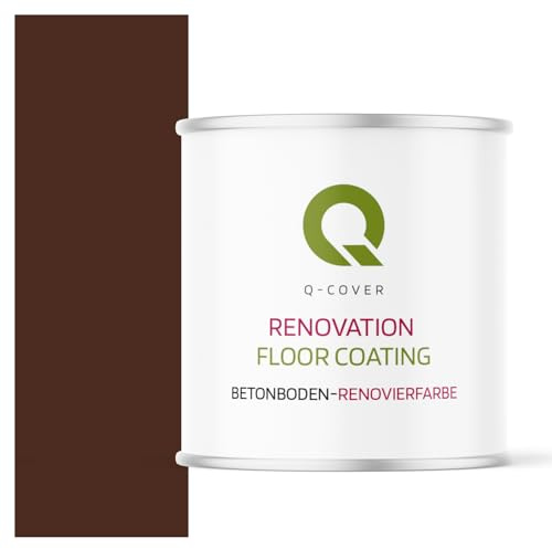 Q-COVER Vernice di rinnovo per pavimenti 2,5 L Satinata - Mahagonibraun RAL 8016 - Vernice per interni per calcestruzzo, garage, cantina, resistente all'abrasione, a base d'acqua