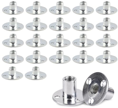 22 stycken 3 hål T skruvmutter M8, flänsmutter M8 rund fot flänsmuttrar gänghylsa T muttrar Brad hål för fastspänning och anslutning möbler (M8 x 37 x 2,5 mm)