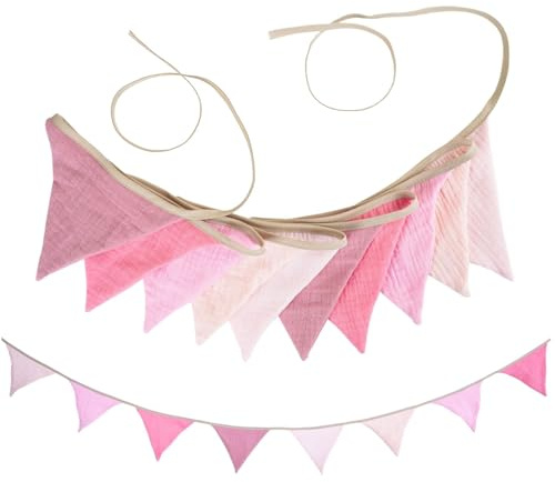 Ghirlanda Striscia Bandierine Tessuto Camera Bambini 2.6 m - Stendardo Decorativo da Appendere a Parete Finestra - Doppia Faccia Bambina Bambino