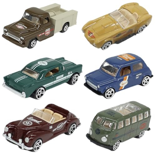 SZJFYMQ Spielzeug-Autos, Vintage-Modellautos Oldtimer Set, Zufällige Auswahl von 6 Metallautos, 6–8 cm, ab 3 Jahren