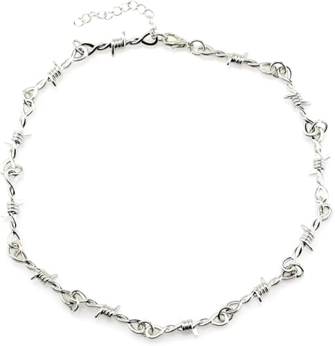 ZIAFRPN Petit Fil ronces Fer Unisexe Ras de Cou Collier Femmes Hip hop Gothique Punk Style barbelé Fil de Fer Little NS chaîne Ras de Cou Cadeaux