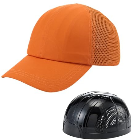 Safety Bump Cap Hat Baseball Cap Style Safety Hat Breathable Lightweight Hard Hats for Unisex Breathable Hard Hat Head Protection Cap(998-Orange-L)