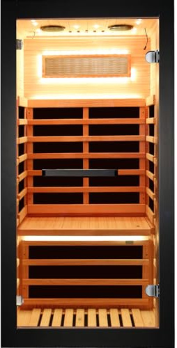 OUTEXER Sauna One Person Far Infrared Saunas Room Chilean Pine Wood 1050W