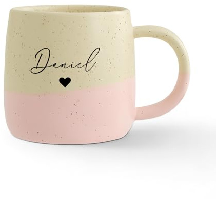Grovjewfit Taza de Cerámica Personalizada con Nombre y Fecha Taza Bicolor 385 ml Regalo Personalizado para Mujer Hombre Cumpleaños Navidad San Valentín (B)