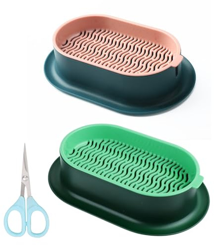 Rundago 2Pcs Bacs à Herbe à Chat Hydroponique, Kit de Germination sans Terre d'herbe à Chat ABS Jardinière d'herbe à Chat en Pot pour Intérieur, Bacs à Germer avec Ciseaux