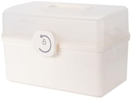 Homoyoyo Boîte Médicale Portable en Plastique Blanc Grande Capacité Compartiments et Poignée, Étui Multicouche pour Rangement Pharmacie à Domicile ou Urgence