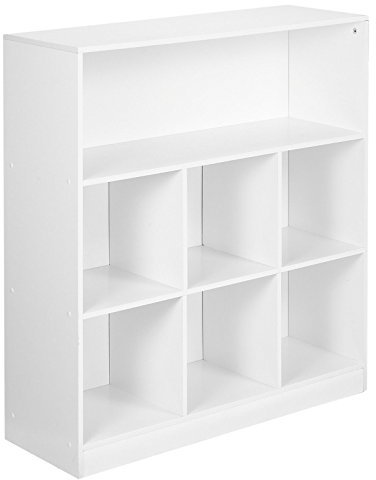 URBNLIVING Wide Wooden 7 Cube Bookcase Storage Unit (White, Wide)