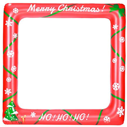 BESTOYARD Weihnachten Aufblasbare Rahmen Photo Booth Props Blow Up Party Requisiten Partei Selfie Bilderrahmen für Weihnachtsfeier (71 cm x 71 cm)