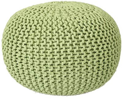 Voglrieder Sitzpouf Strickhocker Grobstrick handgeknüpft Ø 55 cm neon