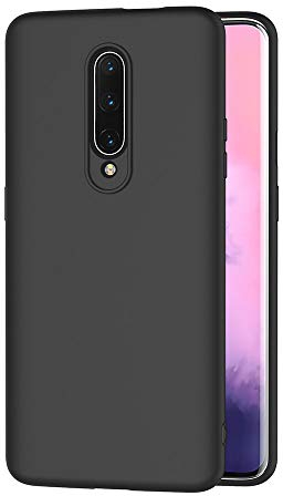 AICEK Compatible con OnePlus 7 Pro Funda, Silicona Fundas Carcasa Silicona Bumper Case Negro