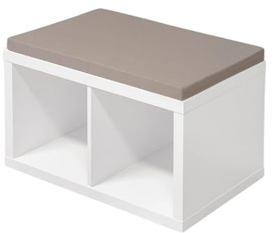 Kallax Sitzauflage in Hellgrau | Sitzpolster für 2er Kallax | 76 x 39 x 4 cm | 100 % Baumwolle | Strapazierfähig und langlebig | Fester Halt durch Anti-Rutsch-Pads | Ideal für Kallax Sitzbank