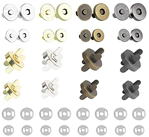 HO2NLE 40 Stück Magnetknöpfe 14mm und 18mm Magnetische Knöpfe Druckknöpfe 4 Farben Magnetverschluss Nähen Handwerk für DIY Handtaschen Geldtasche Kleidung Mäntel Windbreaker Jacken