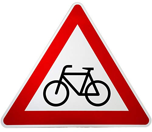 BauSupermarkt24 ORIGINAL Verkehrsschild Nr. 138-10 * Radverkehr, Aufstellung rechts * Verkehrszeichen Achtung Warnschild Strassenschild Hinweisschild Gefahrenzeichen Schild Gefahrenschild Rad Fahrrad