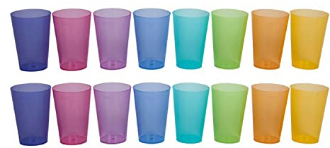 Kigima Trinkbecher für Kinder 0,3l 16er Set Rainbow – bunte, extra stabile Plastikbecher, Partys, Festivals – Mehrweg Kunststoffbecher – Becher aus Plastik – wiederverwendbare Plastik-Becher