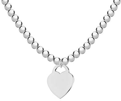 Tuscany Silver Damen-Halskette Kugelkette Herz 17x19mm 46cm
