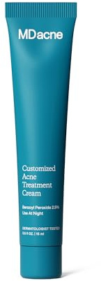 MDacne - Acne Treatment- Benzoyl Peroxide Cream 2.5% - Unclogs Pores, Reduces Blemishes & Enhanced with - Plant-Based Ingredients for Sensitive Skin