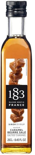 1883 Maison Routin Premium Salted Caramel Syrup, 250ml Glass Bottle | Flavoured Syrup, For Coffee, Tea, Cocktails, Iced Drinks & Desserts, Made with Pure Cane Sugar, No Artificial Colours, Vegan