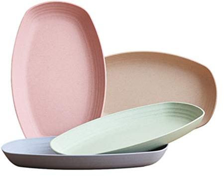 Cabilock Food Serving Platters, Oval Sushi Dish Fruit Plate Snacks Tray, UnbreakableTea Dinner Plates for Home Restaurant Kitchen, 1PCS Random Color