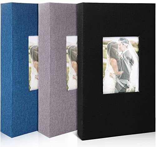 3 Pieces Photo Album for 4x6 300 Photos Picture Linen Cover Photo Book Picture Book for Wedding Family Anniversary Baby,3 Colors