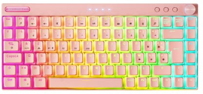 Mars Gaming MKCLOUD, trådlöst mekaniskt tangentbord RGB Rosa, Ultra-kompakt 75%, Switch Outemu SQ PRO Red, språk franska