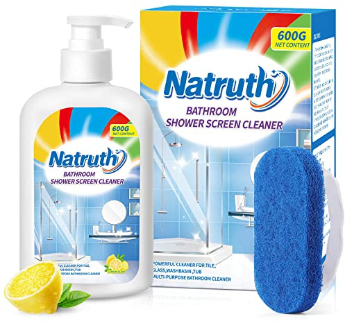 NATRUTH Bathroom Shower Screen Cleaner, 500ml/17.6oz Bathroom Glass Cleaner, Limescale Remover for Shower Screen&Shower Head, Faucet and Tile
