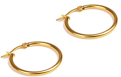 Lieson Ohrringe Kreis Edelstahl, Creolen Ohrringe Gold Ohrstecker Einfach Rund 30MM