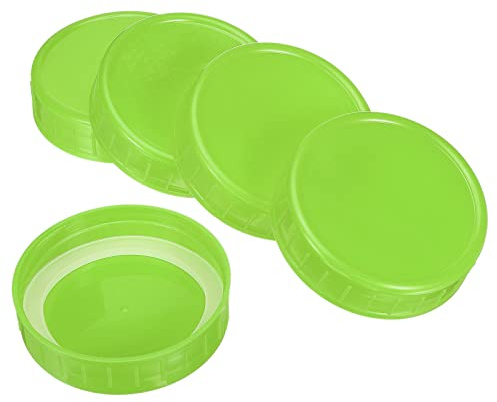 PATIKIL 70mm / 2-3/4 Regular Mouth Plastic Mason Jar Lids, 1Set/10 Pack Canning Jars Caps with Silicone Sealing Ring for Kitchen Storage, Green