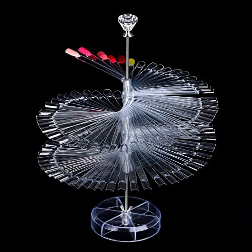 BNG Nail Display Tips Color Wheel 120pcs, Nail Art Polish Colour Chart, Professional Fan-shaped Square Sticks Nail Pops Palette Color Card Board Salon Tool With Spiral Stand