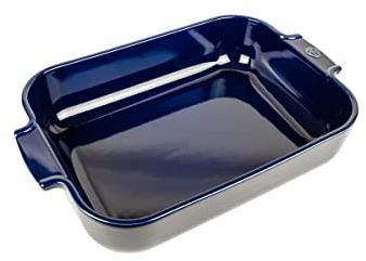 PEUGEOT - Fuente rectangular de cerámica para horno - 36 cm (incluyendo asas) x 22 cm x 6,8 cm - Capacidad: 3,8 L - 6-7 porciones - 10 años de garantía - Fabricado en Francia - Color azul