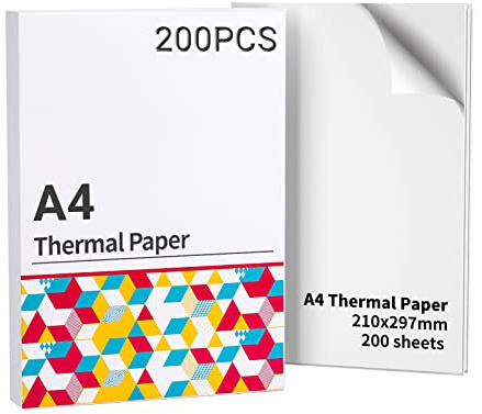 Thermal A4 Paper for M08F-A4 Portable Printer, Compatible with Brother PJ762/PJ763MFi, Phomemo M08F, HPRT MT800/MT800Q, Quick Drying Thermal Paper M08F Printer Paper, 8.27 x 11.69, 200 Sheet