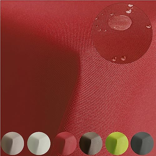 Tischdecke Gartentischdecke mit Lotuseffekt Outdoor Tafeldecke wasserabweisend Tischtuch RUND OVAL ECKIG Rechteckig (Rot, 160cm Rund)