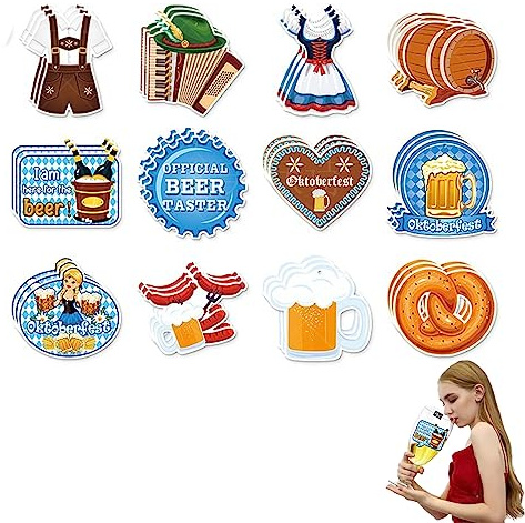 CLDURHGE 36 Stück Streudeko Oktoberfest Filz Konfetti Bayern, Konfetti Set Oktoberfest Party Papier Streudeko Tisch Deko Brezel Bier, Party Kinder Deko Motto Bavaria, 8-10cm