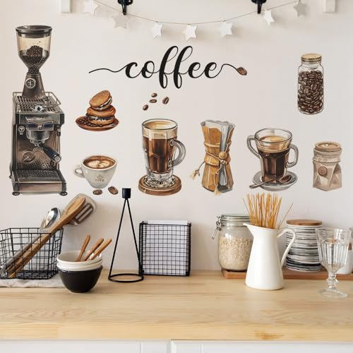 HGDESIGN® Wandtattoo Wandaufkleber Kaffee Kaffeetasse Wandsticker Wanddeko für Küche Esszimmer (B)