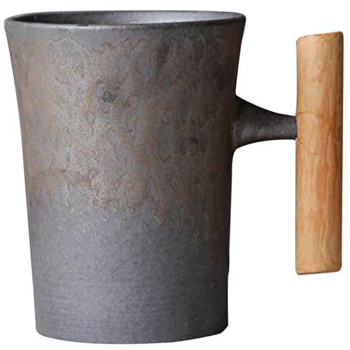 Tasse de café japonaise vintage de 310 ml avec poignée en bois pour le bureau