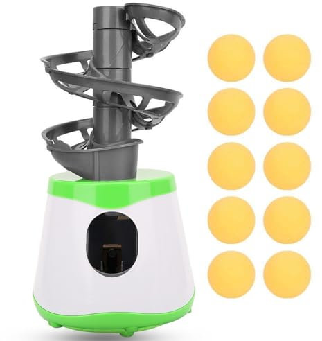 Automatischer Tischtennis Werfer, 30,5x15cm/12x5,91 Zoll Professioneller ABS Tischtennis Roboter Ping Pong Ballmaschine Automatische Werfer Trainingsmaschine Mit 10 Tennis Trainerbällen & Ladekabel