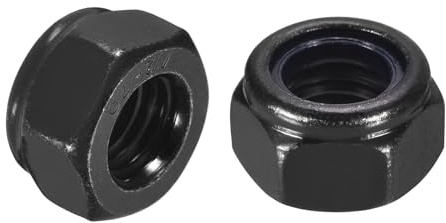 sourcing map 10Pcs M12 x 1.75 Nylon Insert Hex Lock Nut, 304 Stainless Steel Self-Locking Nylon Insert Stop Nut for Industrial Construction Fasteners, Black&Blue