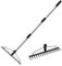 Garten Rechen, 120cm Langem Metall Rechen, Rasenharke mit 17 Zinken, Gartenharke mit Stiel, Zum Lockern von Boden und Nivellieren von Rasen, Unkraut Harke, Rasenrechen, Heurechen für und Blätter
